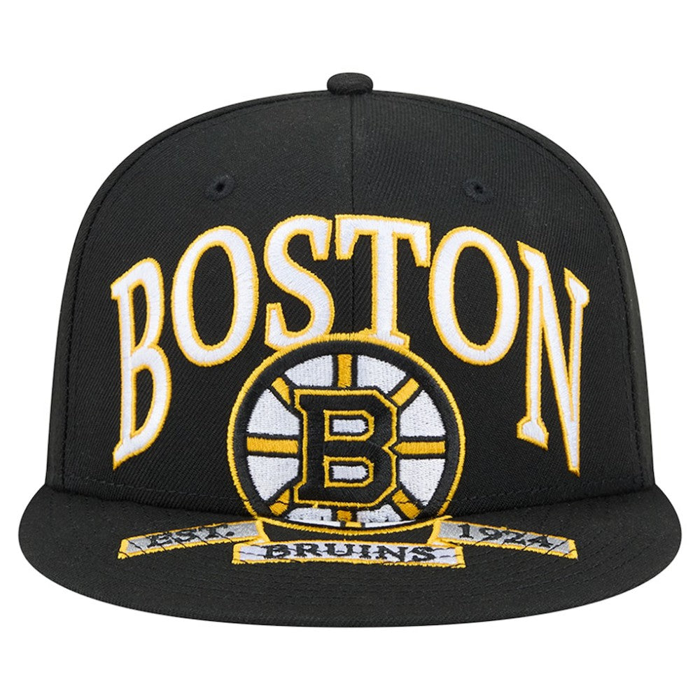 NHL Black Boston Bruins New Era Oversized Vintage Arch 59Fifty Fitted Hat