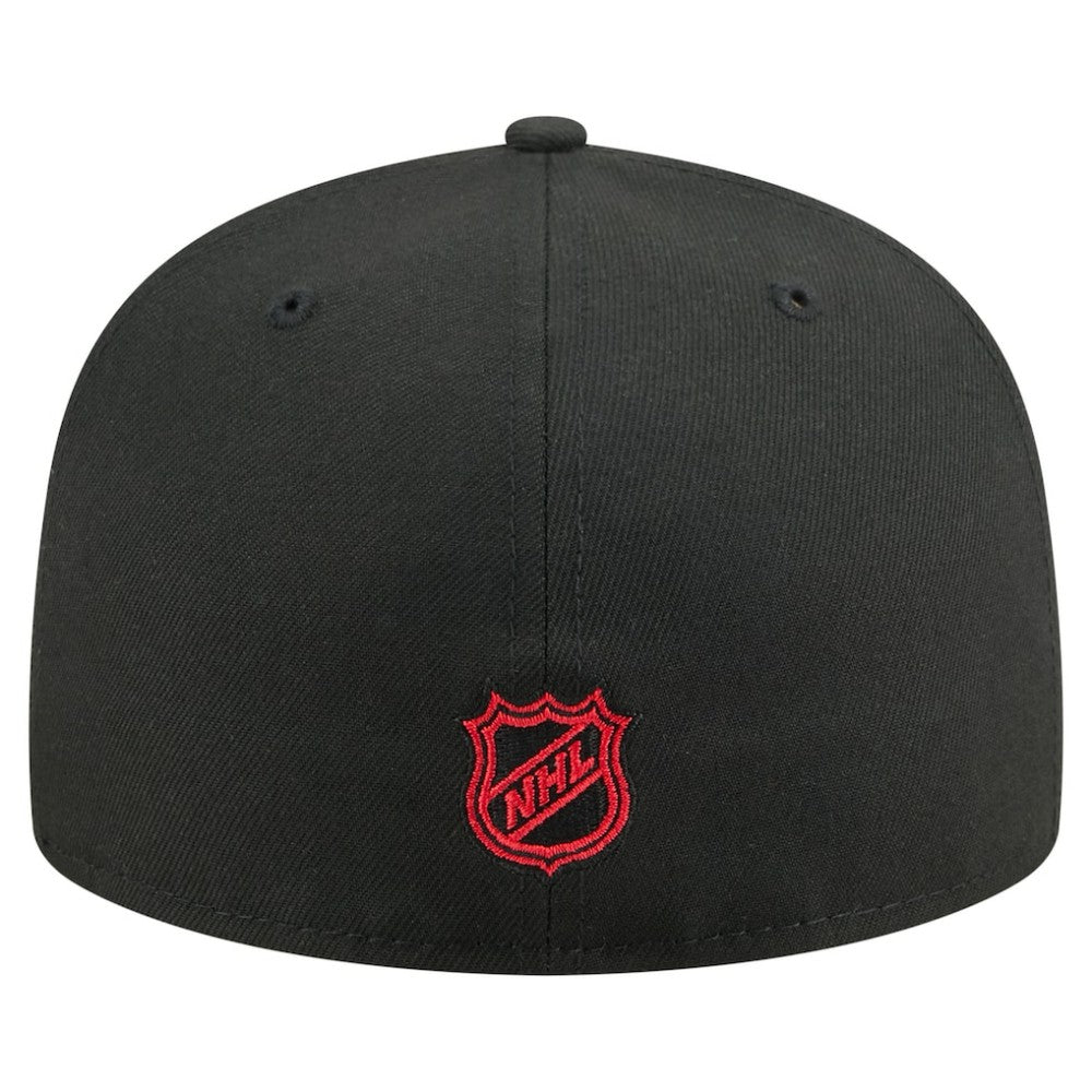 NHL Black Chicago Blackhawks New Era Oversized Vintage Arch 59Fifty Fitted Hat