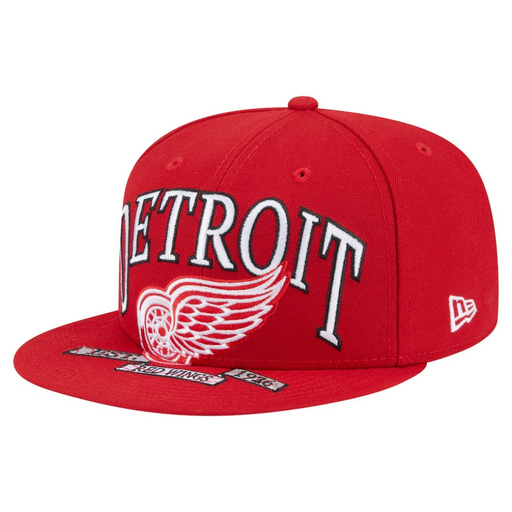 NHL Red Detroit Red Wings New Era Oversized Vintage Arch 59Fifty Fitted Hat