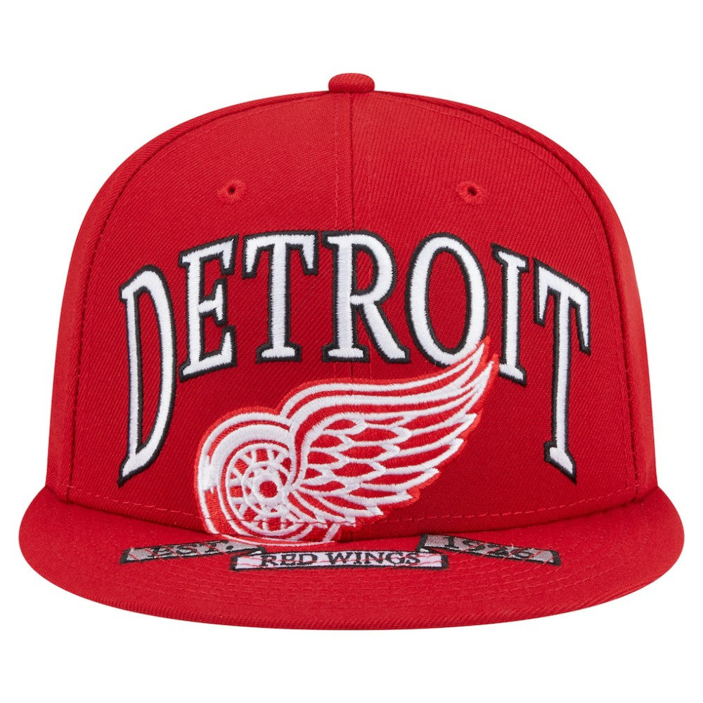NHL Red Detroit Red Wings New Era Oversized Vintage Arch 59Fifty Fitted Hat