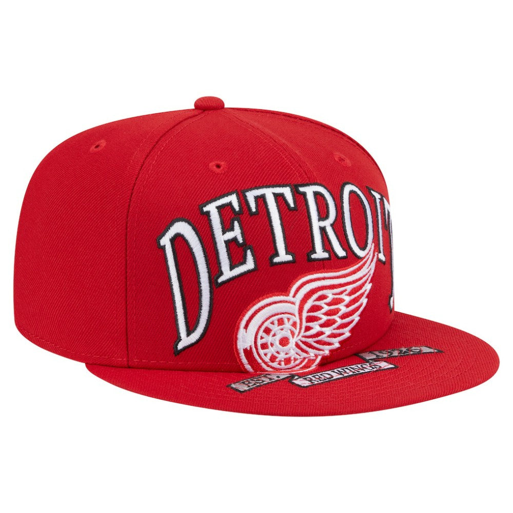 NHL Red Detroit Red Wings New Era Oversized Vintage Arch 59Fifty Fitted Hat