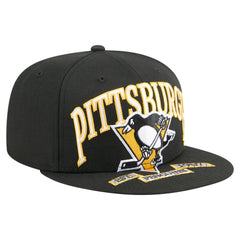 NHL Black Pittsburgh Penguins New Era Oversized Vintage Arch 59Fifty Fitted Hat