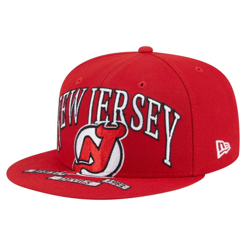 NHL Red New Jersey Devils New Era Oversized Vintage Arch 59Fifty Fitted Hat