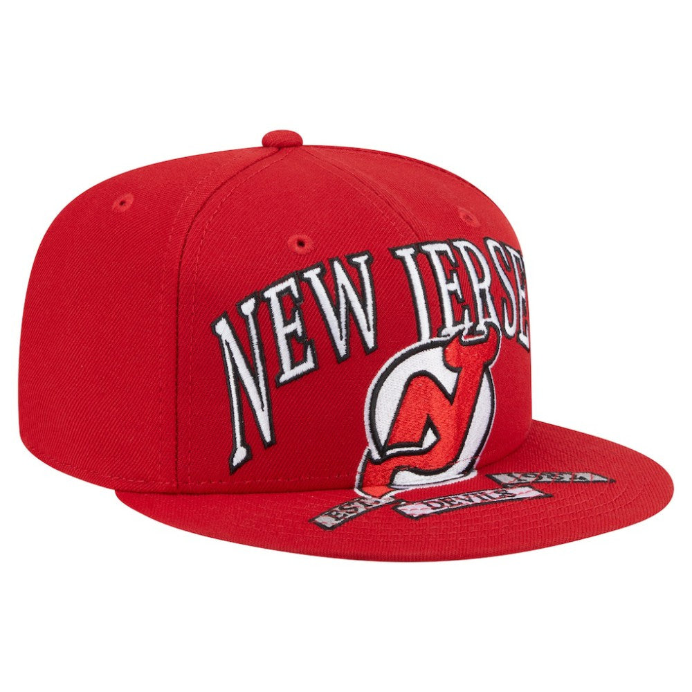 NHL Red New Jersey Devils New Era Oversized Vintage Arch 59Fifty Fitted Hat