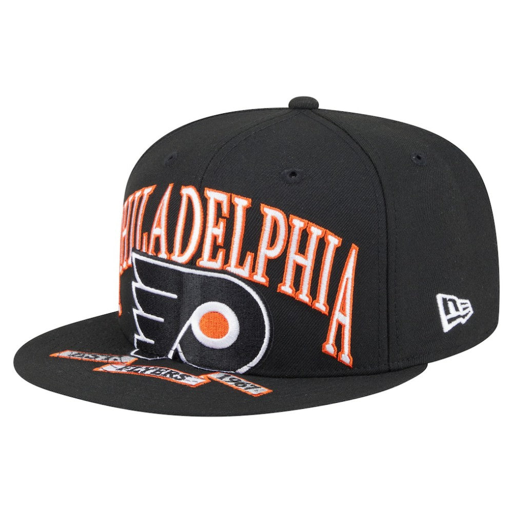 NHL Black Philadelphia Flyers New Era Oversized Vintage Arch 59Fifty Fitted Hat