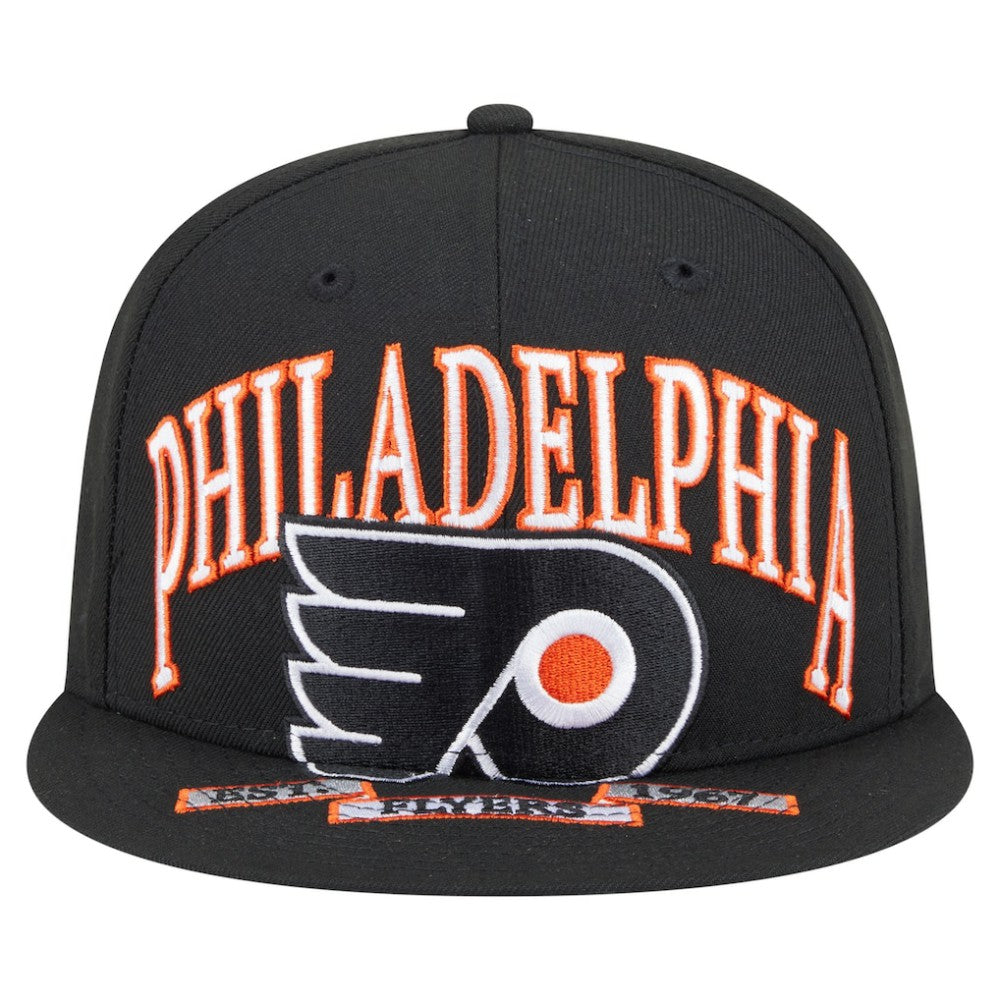 NHL Black Philadelphia Flyers New Era Oversized Vintage Arch 59Fifty Fitted Hat