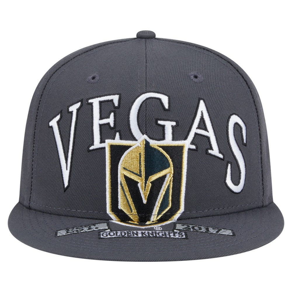 NHL Gray Vegas Golden Knights New Era Oversized Vintage Arch 59Fifty Fitted Hat