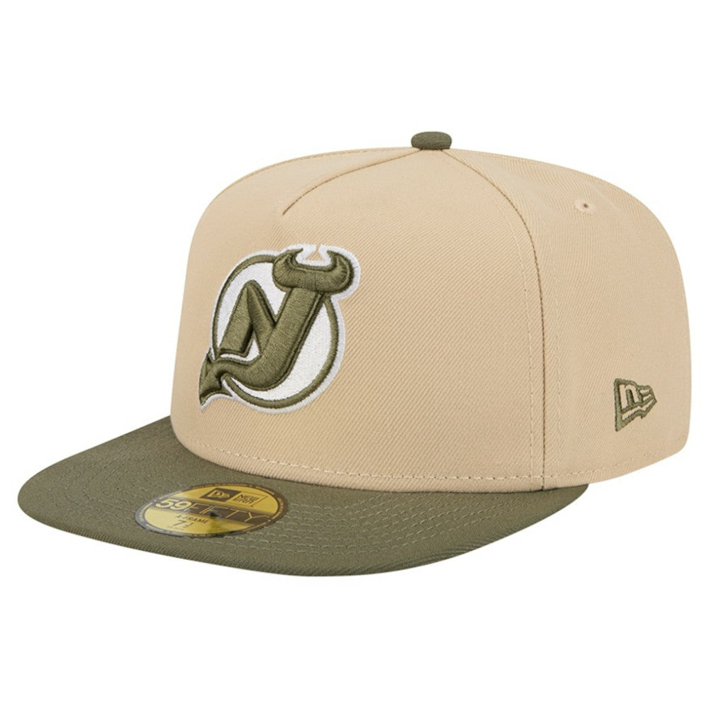 NHL Tan/Olive New Jersey Devils New Era Color Pack Two-Tone 59FIFTY A-Frame Fitted Hat