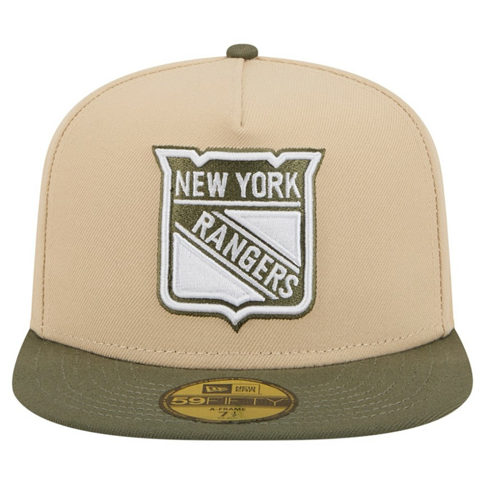 NHL Tan/Olive New York Rangers New Era Color Pack Two-Tone 59FIFTY A-Frame Fitted Hat