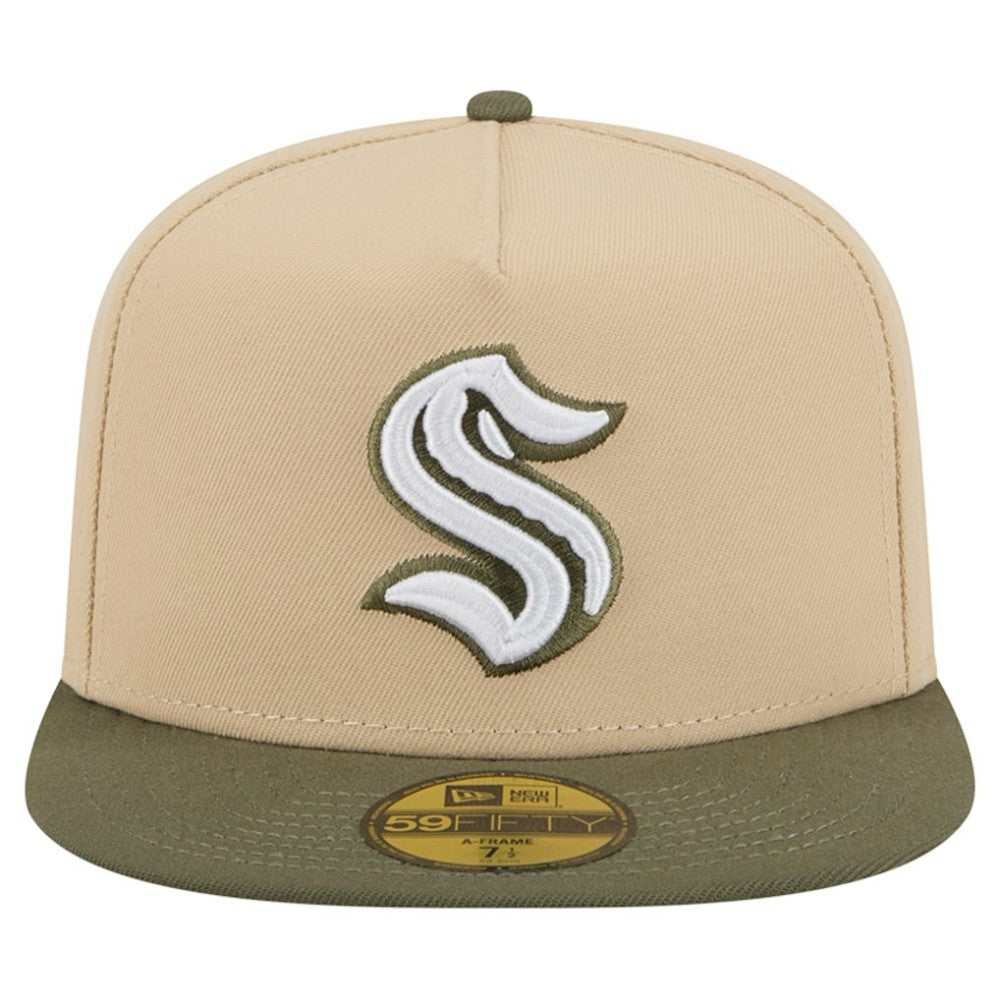 NHL Tan/Olive Seattle Kraken New Era Color Pack Two-Tone 59FIFTY A-Frame Fitted Hat