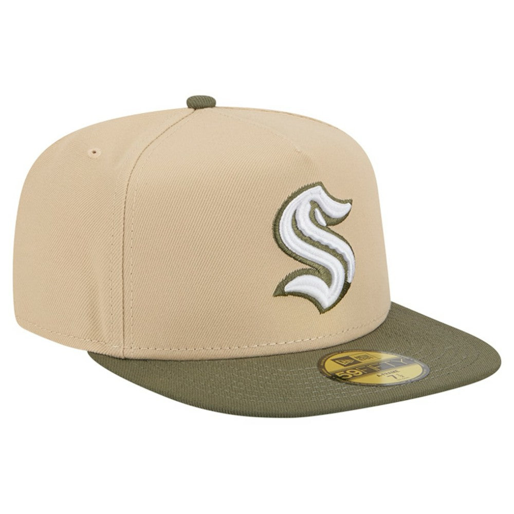 NHL Tan/Olive Seattle Kraken New Era Color Pack Two-Tone 59FIFTY A-Frame Fitted Hat