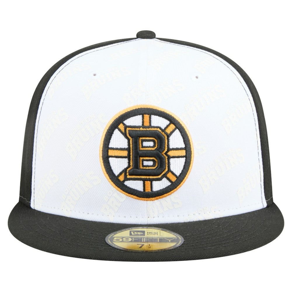 NHL White/Black Boston Bruins New Era Repeat Two-Tone 59FIFTY Fitted Hat