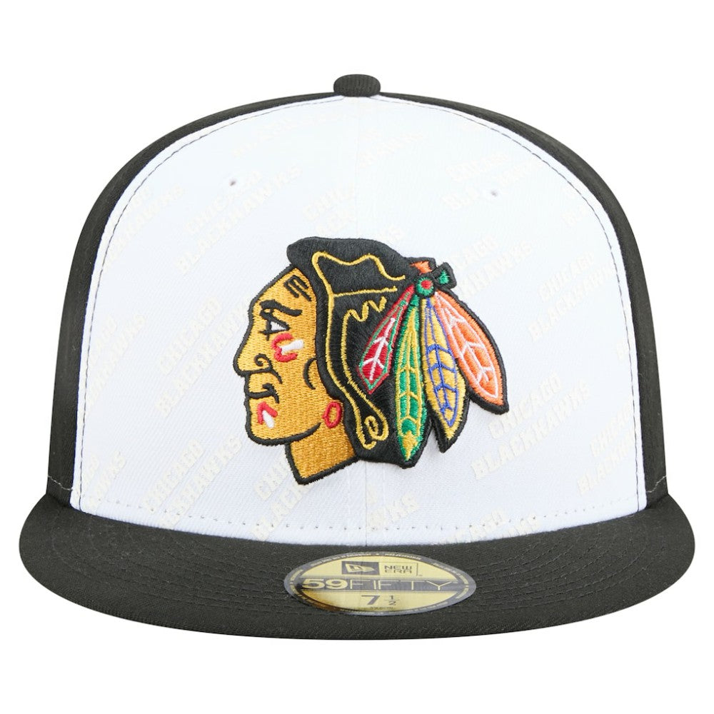 NHL White/Black Chicago Blackhawks New Era Repeat Two-Tone 59FIFTY Fitted Hat