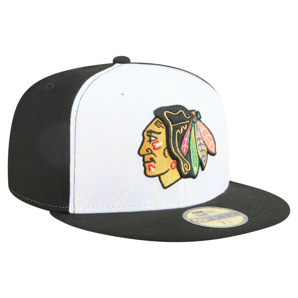 NHL White/Black Chicago Blackhawks New Era Repeat Two-Tone 59FIFTY Fitted Hat