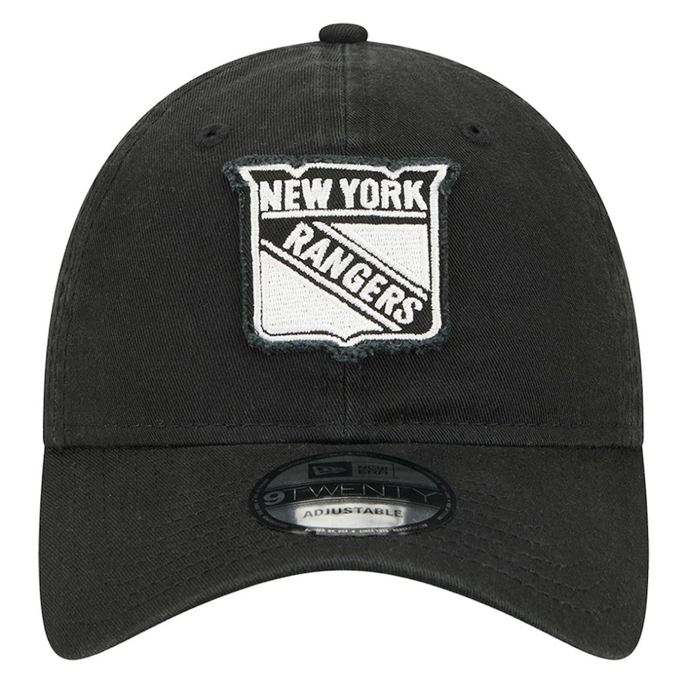 NHL Black New York Rangers New Era Stamp Fabric Applique 9TWENTY Adjustable Hat