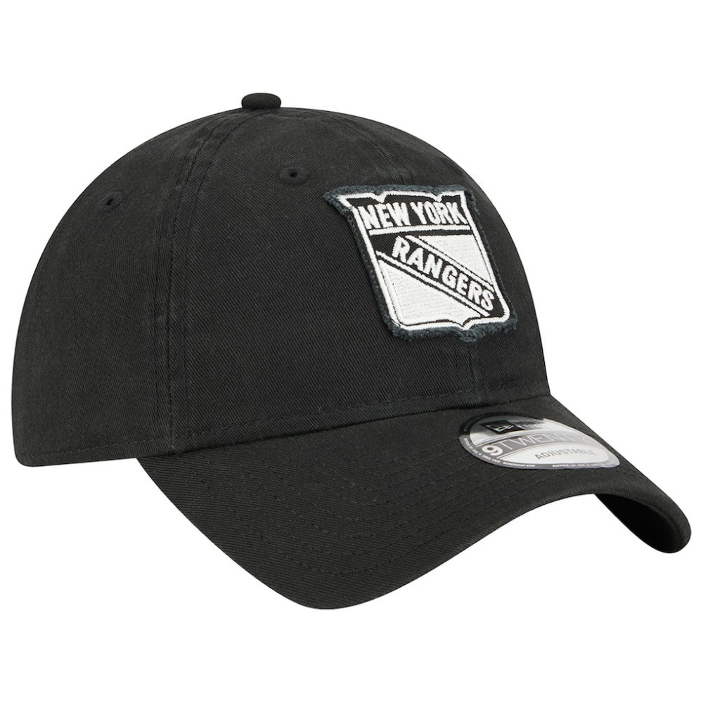 NHL Black New York Rangers New Era Stamp Fabric Applique 9TWENTY Adjustable Hat