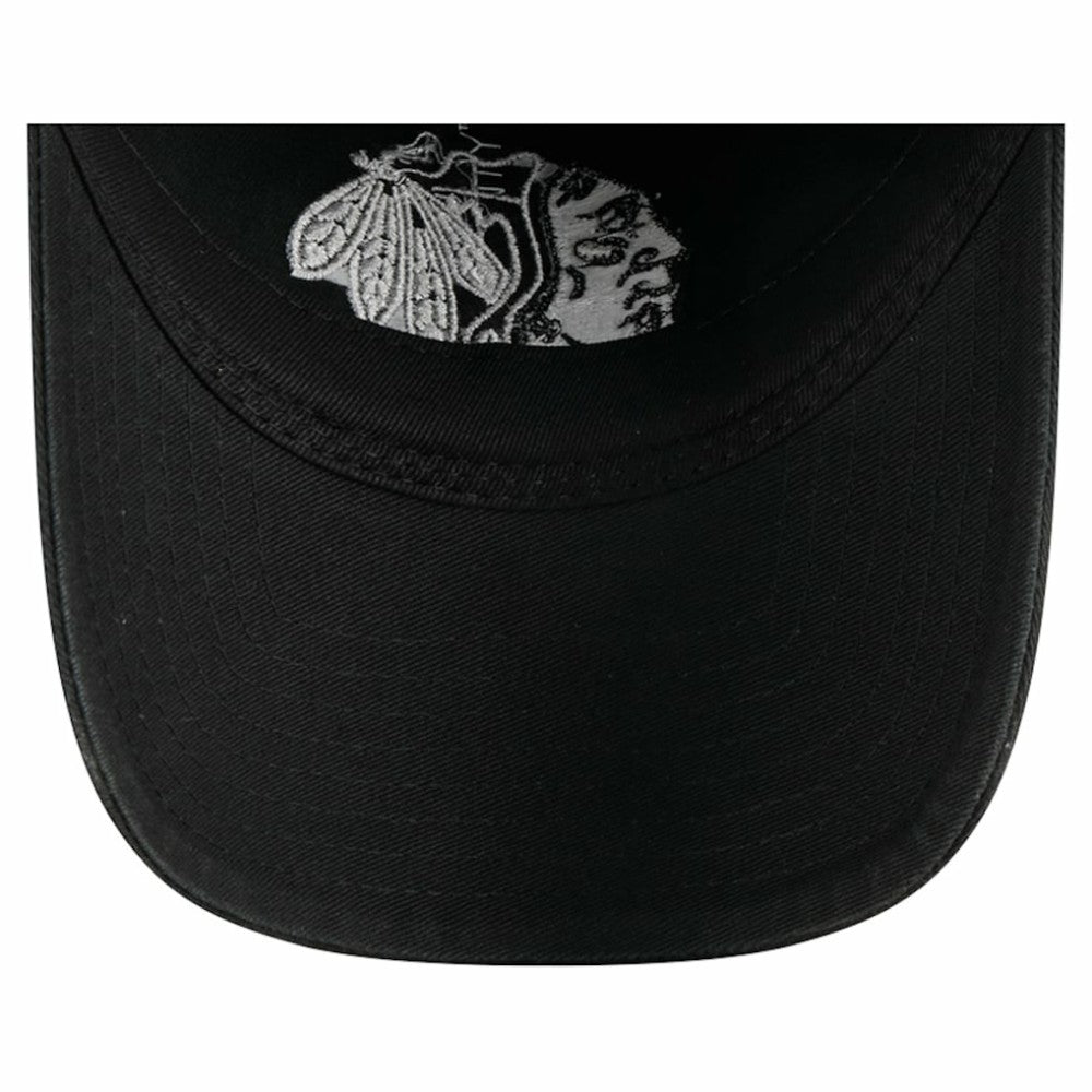 NHL Black Chicago Blackhawks New Era Stamp Fabric Applique 9TWENTY Adjustable Hat