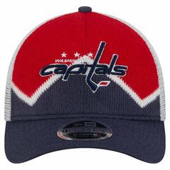 NHL Navy/Red Washington Capitals New Era Hockey Sock 9FORTY A-Frame M-Crown Adjustable Trucker Hat