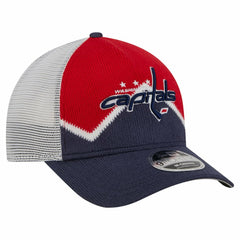 NHL Navy/Red Washington Capitals New Era Hockey Sock 9FORTY A-Frame M-Crown Adjustable Trucker Hat