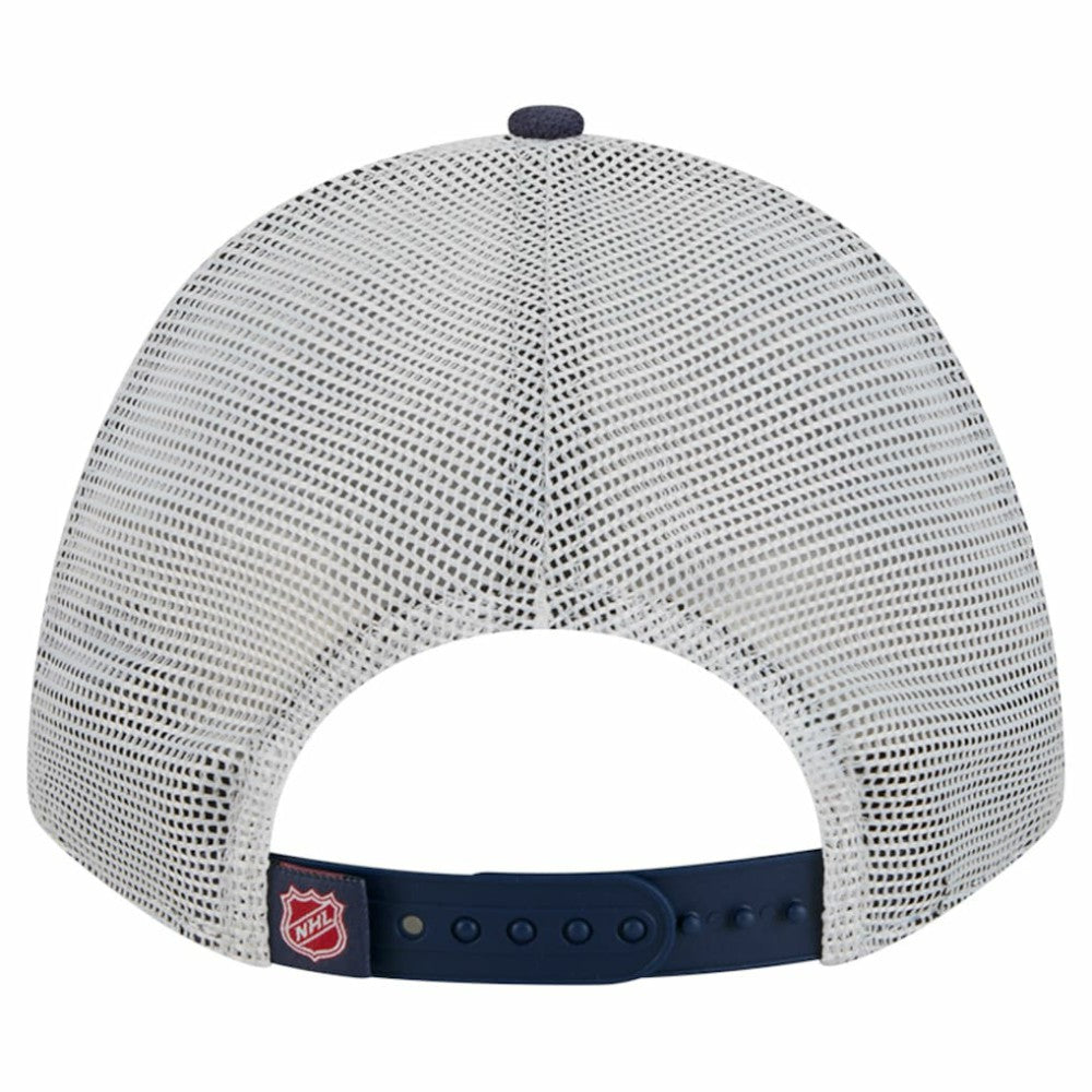 NHL Navy/Red Washington Capitals New Era Hockey Sock 9FORTY A-Frame M-Crown Adjustable Trucker Hat