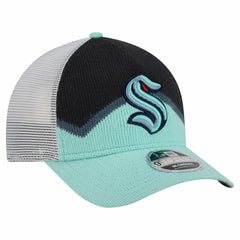 NHL Light Blue/Deep Sea Blue Seattle Kraken New Era Hockey Sock 9FORTY A-Frame M-Crown Adjustable Trucker Hat