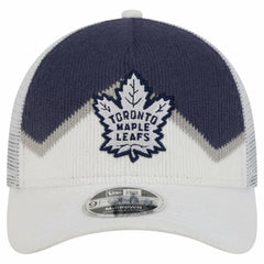 NHL White/Blue Toronto Maple Leafs New Era Hockey Sock 9FORTY A-Frame M-Crown Adjustable Trucker Hat