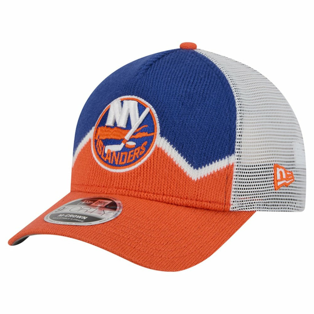 NHL Orange/Royal New York Islanders New Era Hockey Sock 9FORTY A-Frame M-Crown Adjustable Trucker Hat