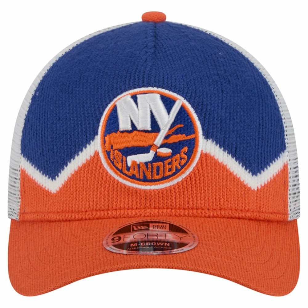 NHL Orange/Royal New York Islanders New Era Hockey Sock 9FORTY A-Frame M-Crown Adjustable Trucker Hat