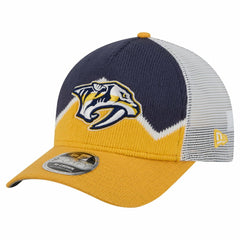 NHL Gold/Navy Nashville Predators New Era Hockey Sock 9FORTY A-Frame M-Crown Adjustable Trucker Hat
