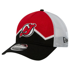 NHL Black/Red New Jersey Devils New Era Hockey Sock 9FORTY A-Frame M-Crown Adjustable Trucker Hat