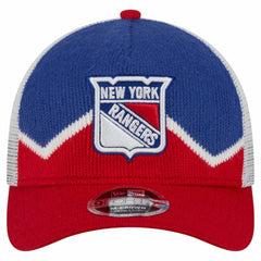 NHL Red/Blue New York Rangers New Era Hockey Sock 9FORTY A-Frame M-Crown Adjustable Trucker Hat
