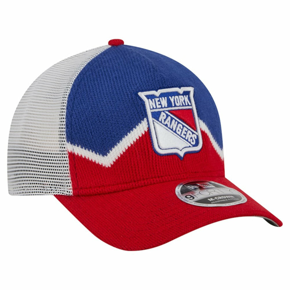 NHL Red/Blue New York Rangers New Era Hockey Sock 9FORTY A-Frame M-Crown Adjustable Trucker Hat