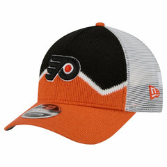 NHL Orange/Black Philadelphia Flyers New Era Hockey Sock 9FORTY A-Frame M-Crown Adjustable Trucker Hat