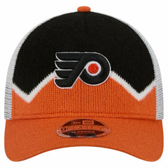 NHL Orange/Black Philadelphia Flyers New Era Hockey Sock 9FORTY A-Frame M-Crown Adjustable Trucker Hat