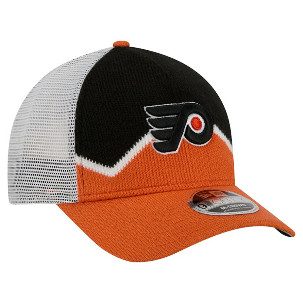 NHL Orange/Black Philadelphia Flyers New Era Hockey Sock 9FORTY A-Frame M-Crown Adjustable Trucker Hat