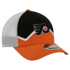 NHL Orange/Black Philadelphia Flyers New Era Hockey Sock 9FORTY A-Frame M-Crown Adjustable Trucker Hat