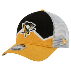 NHL Gold/Black Pittsburgh Penguins New Era Hockey Sock 9FORTY A-Frame M-Crown Adjustable Trucker Hat