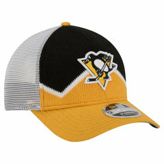 NHL Gold/Black Pittsburgh Penguins New Era Hockey Sock 9FORTY A-Frame M-Crown Adjustable Trucker Hat