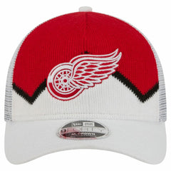 NHL White/Red Detroit Red Wings New Era Hockey Sock 9FORTY A-Frame M-Crown Adjustable Trucker Hat