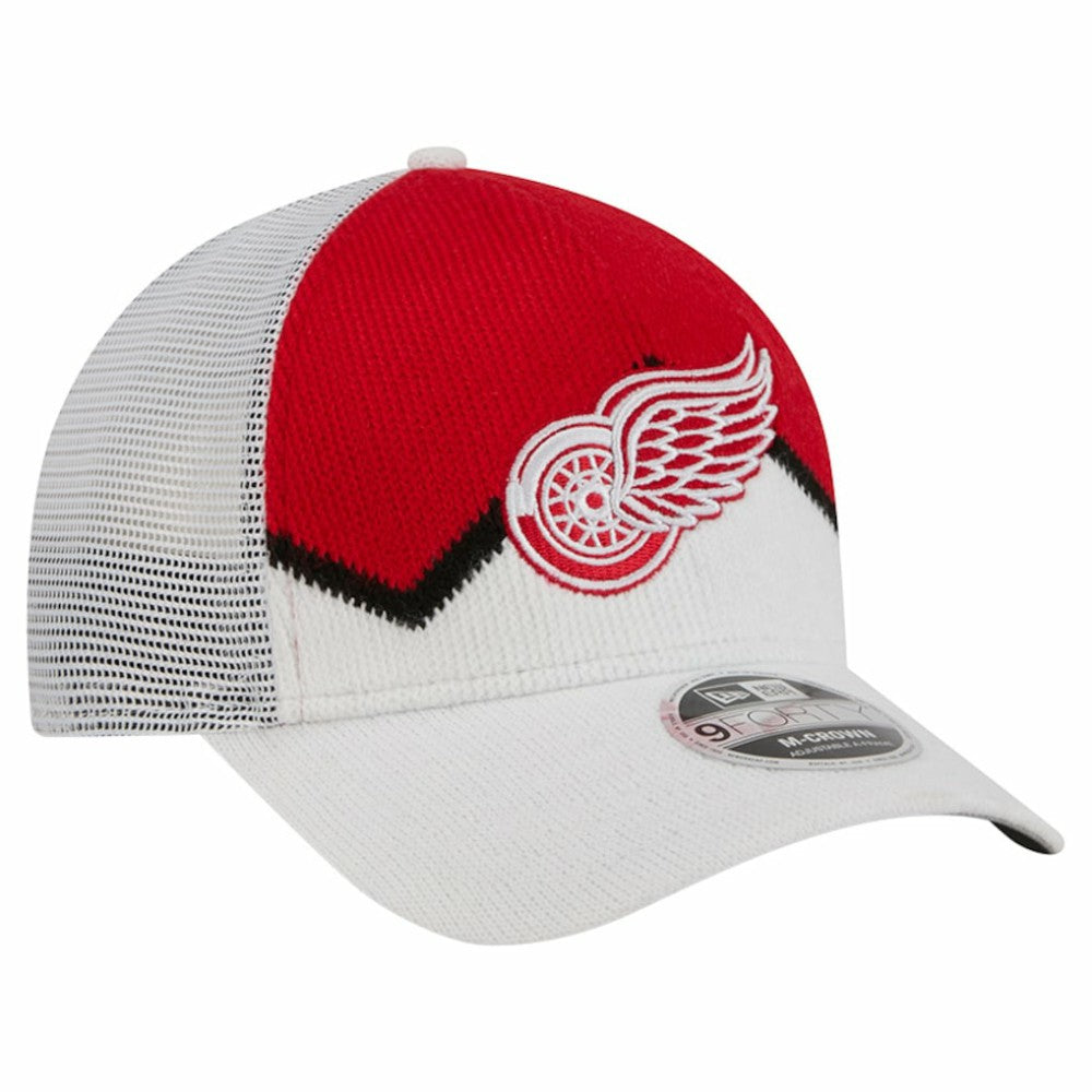 NHL White/Red Detroit Red Wings New Era Hockey Sock 9FORTY A-Frame M-Crown Adjustable Trucker Hat