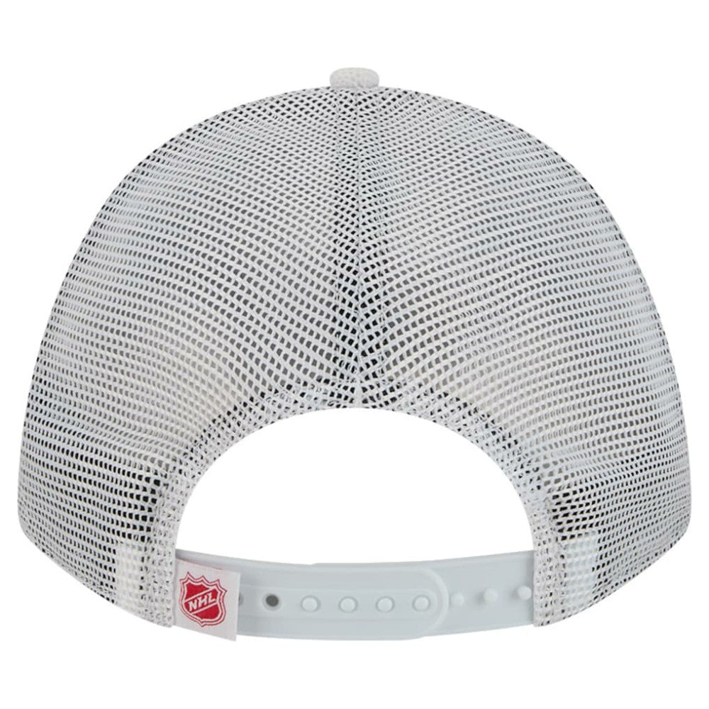 NHL White/Red Detroit Red Wings New Era Hockey Sock 9FORTY A-Frame M-Crown Adjustable Trucker Hat