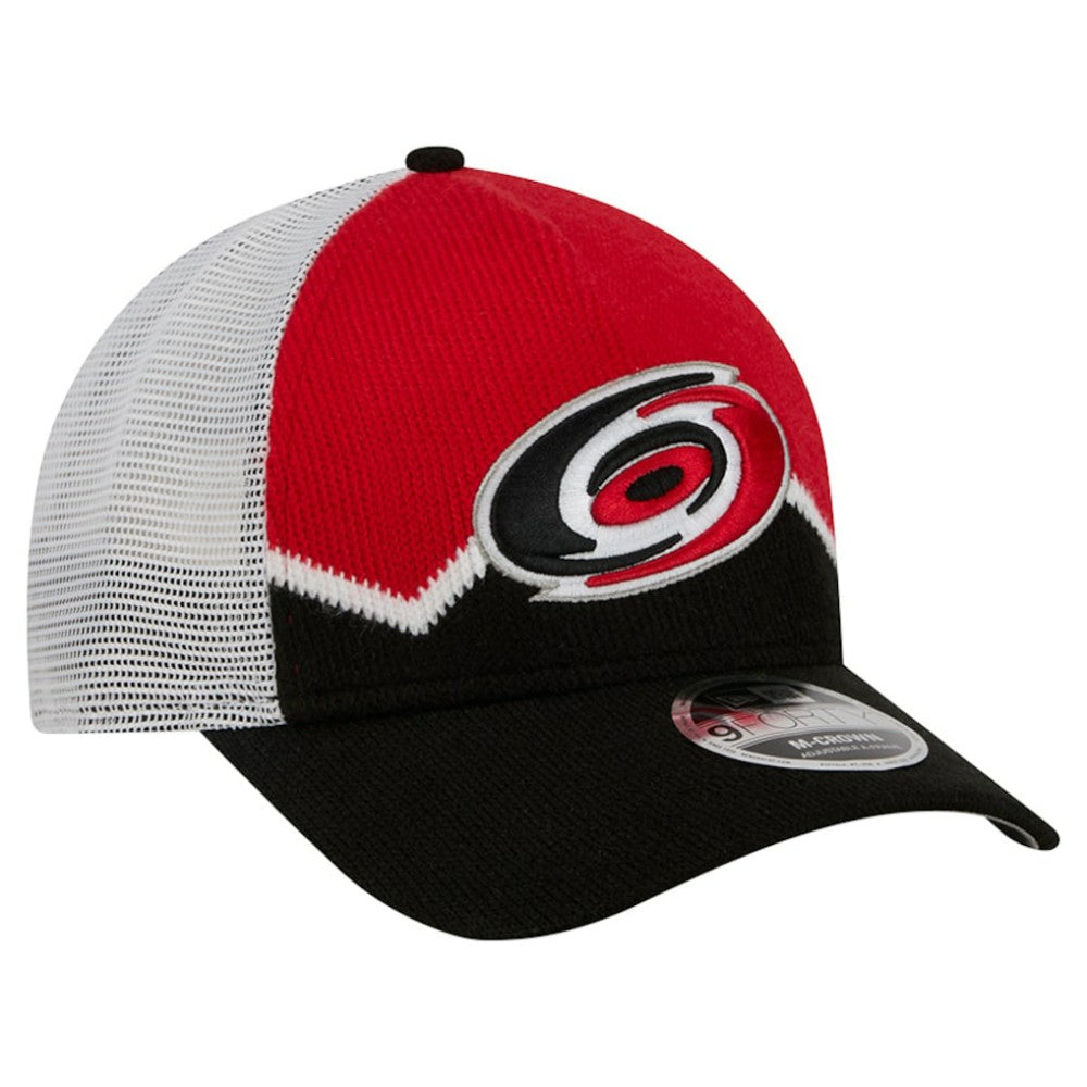 NHL Black/Red Carolina Hurricanes New Era Hockey Sock 9FORTY A-Frame M-Crown Adjustable Trucker Hat