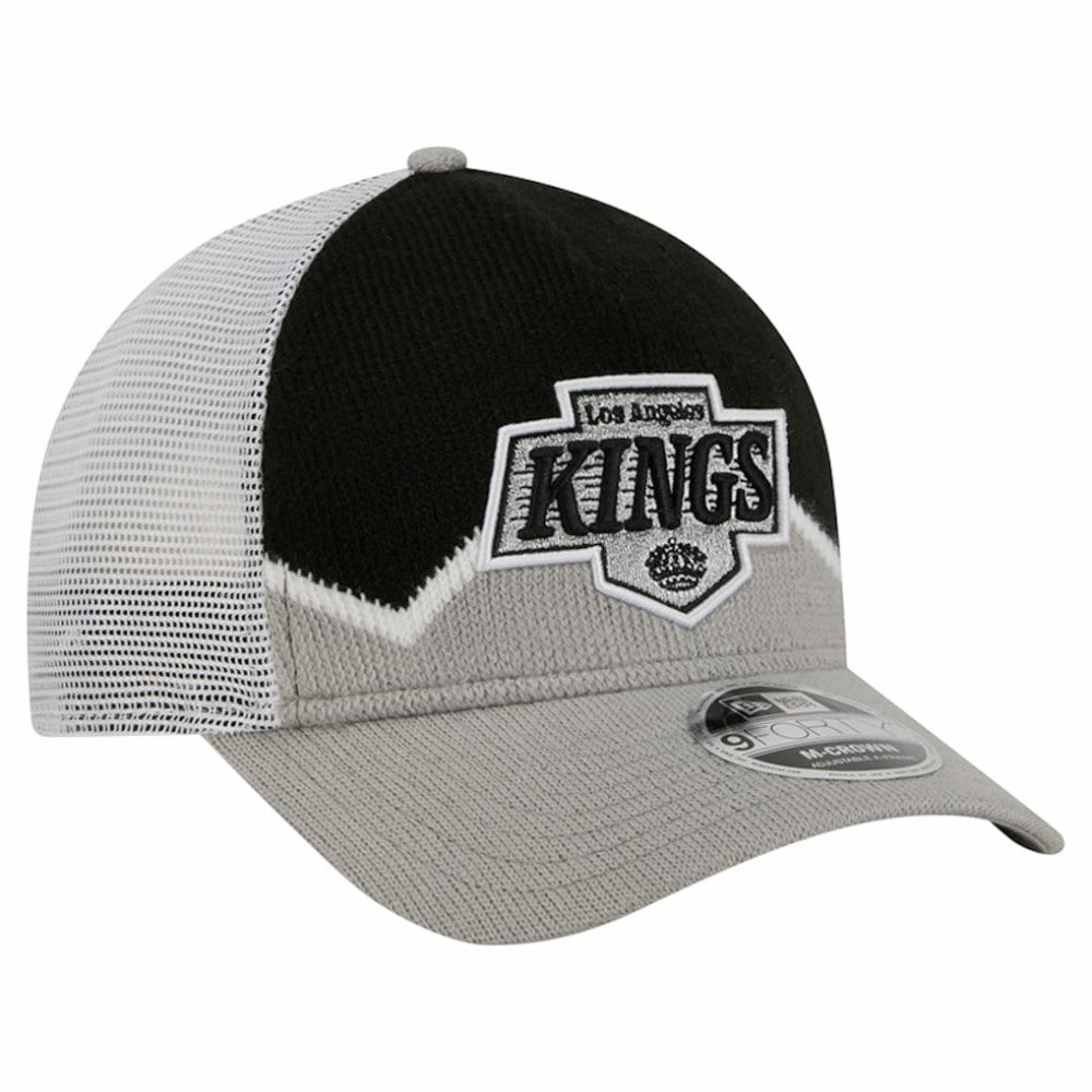 NHL Silver/Black Los Angeles Kings New Era Hockey Sock 9FORTY A-Frame M-Crown Adjustable Trucker Hat
