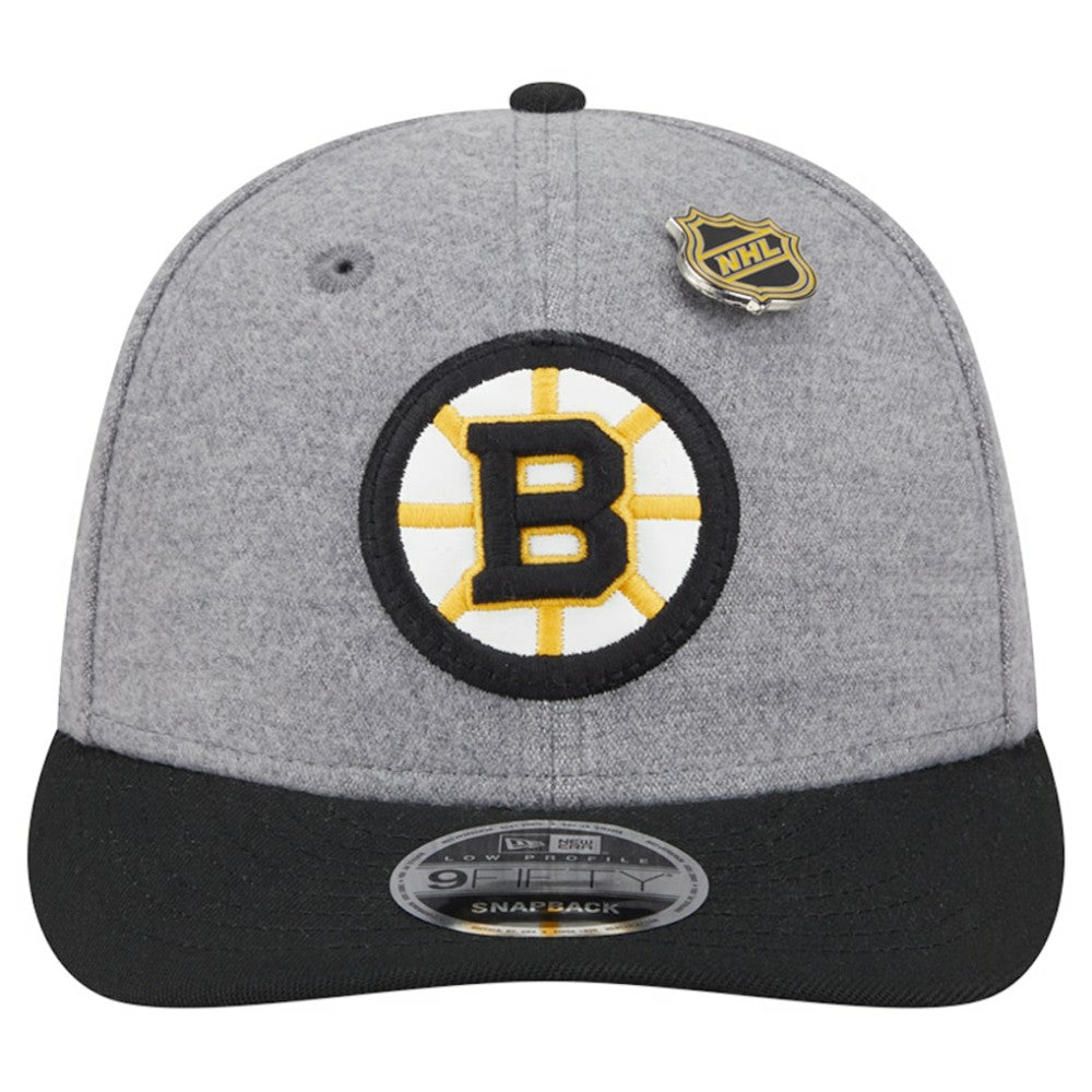 NHL Gray/Black Boston Bruins New Era Wool Pin Low Profile 9FIFTY Snapback Hat