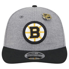 NHL Gray/Black Boston Bruins New Era Wool Pin Low Profile 9FIFTY Snapback Hat