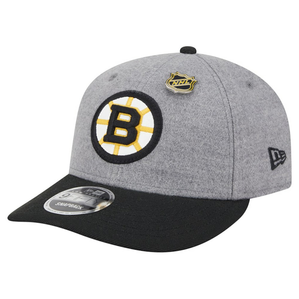 NHL Gray/Black Boston Bruins New Era Wool Pin Low Profile 9FIFTY Snapback Hat