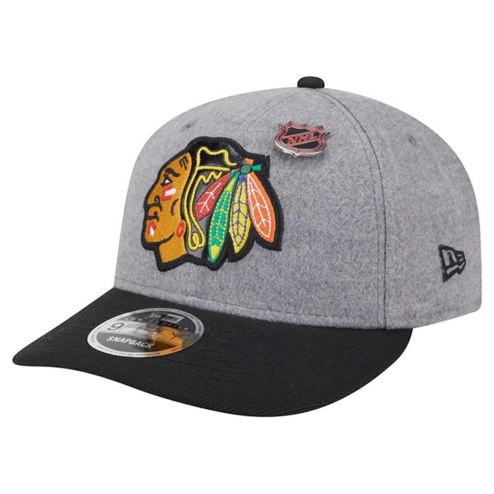 NHL Gray/Black Chicago Blackhawks New Era Wool Pin Low Profile 9FIFTY Snapback Hat