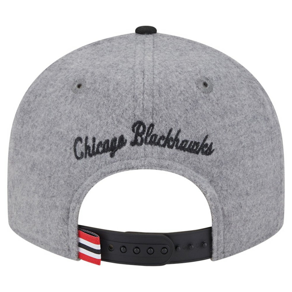 NHL Gray/Black Chicago Blackhawks New Era Wool Pin Low Profile 9FIFTY Snapback Hat