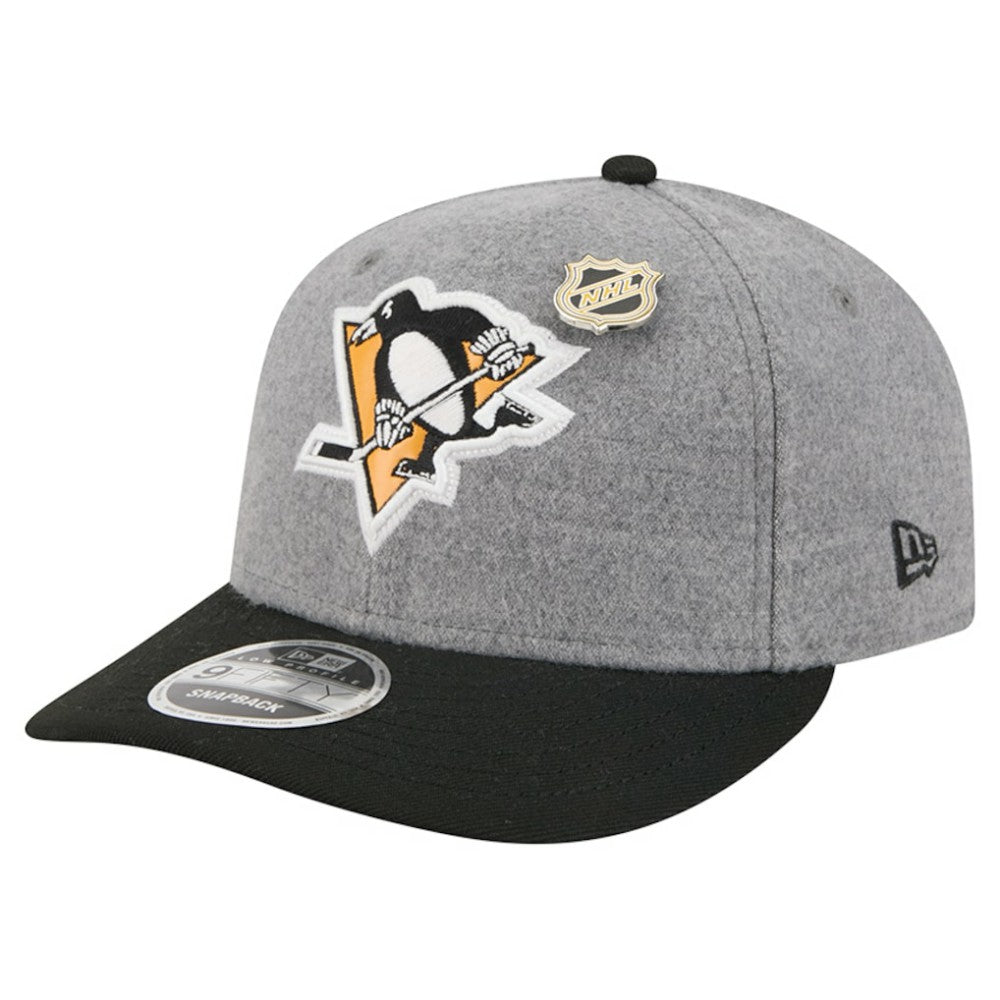 NHL Gray/Black Pittsburgh Penguins New Era Wool Pin Low Profile 9FIFTY Snapback Hat