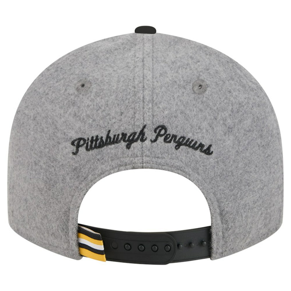 NHL Gray/Black Pittsburgh Penguins New Era Wool Pin Low Profile 9FIFTY Snapback Hat